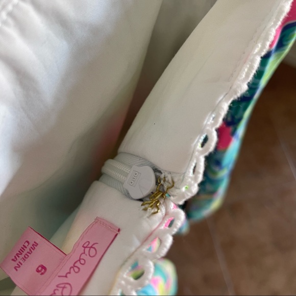 Lily Pulitzer Painted Palms Print Dress with Crochet Overlay Mini Dress - Picture 7 of 9